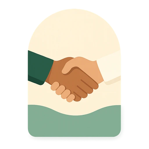 Illustration of two people shaking hands to close a funding partnership